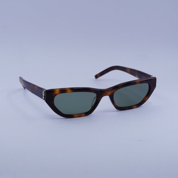 Saint Laurent SLM126 003 Sunglasses Havana Cat Eye Frame, Green Lenses main image 4